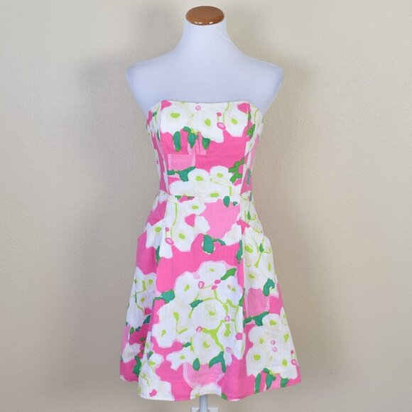 Lilly Pulitzer Dresses & Skirts - Lilly Pulitzer Pink it Can Be Arranged Blossom Strapless Dress - 2